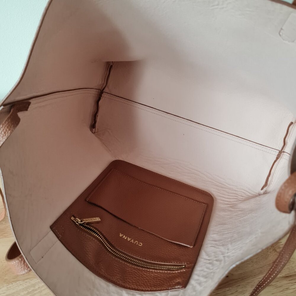 Cuyana Classic Large Structured Tote Rare Organizer Caramel Brown Leather - Picture 10 of 15